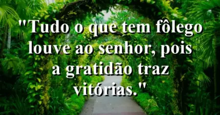 “Tudo o que tem fôlego louve ao Senhor, pois a gratidão traz vitórias.”
