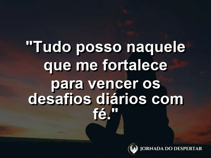 Atleta cruzando a linha de chegada com frase sobre força em Cristo e superação diária.