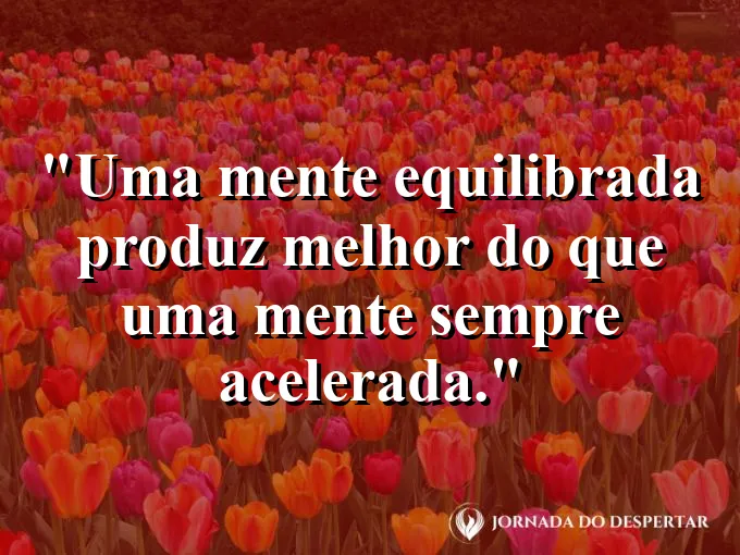 Imagem com frase sobre equilíbrio mental na rotina profissional.