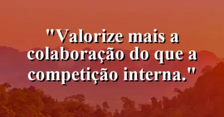 “Valorize mais a colaboração do que a competição interna.”