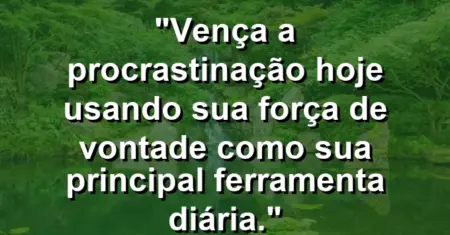 “Vença a procrastinação hoje usando sua força de vontade como sua principal ferramenta diária.”