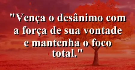 “Vença o desânimo com a força de sua vontade e mantenha o foco total.”