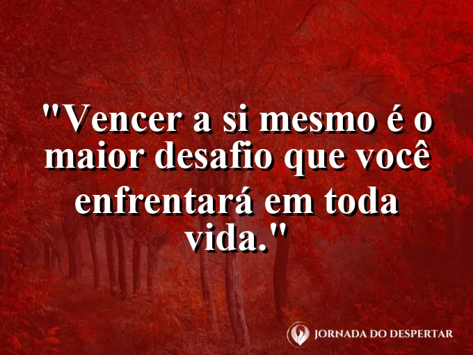 Duas silhuetas lutando em um tabuleiro de xadrez com frase sobre vencer a si mesmo.