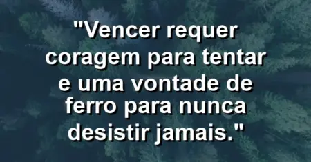 “Vencer requer coragem para tentar e uma vontade de ferro para nunca desistir jamais.”