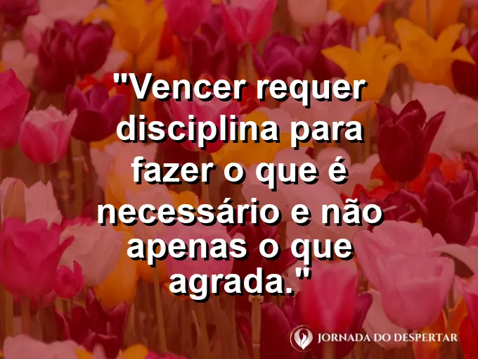Caderno de estudos aberto sob luz de luminária com frase sobre disciplina e necessidade.