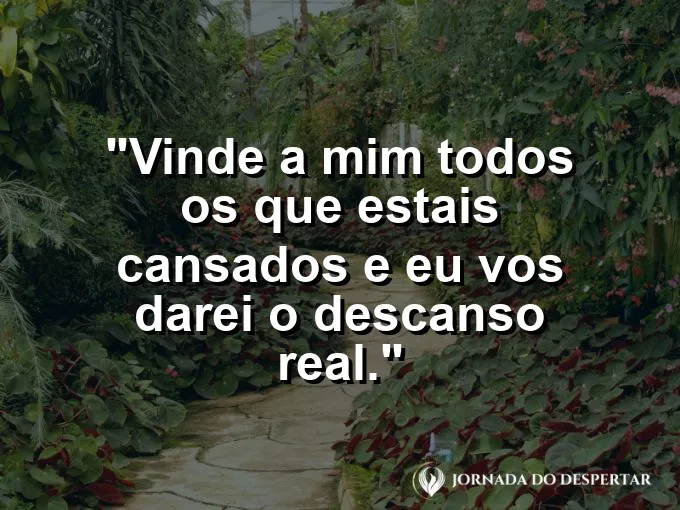 Cadeira de balanço em uma varanda tranquila com frase de Jesus sobre o descanso e paz.