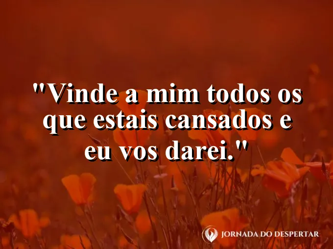 Cadeira de balanço em uma varanda tranquila com frase de Jesus sobre descanso e paz divina.