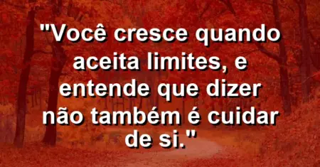 Você cresce quando aceita limites, e entende que dizer não também é cuidar de si.