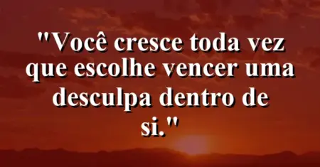 “Você cresce toda vez que escolhe vencer uma desculpa dentro de si.”