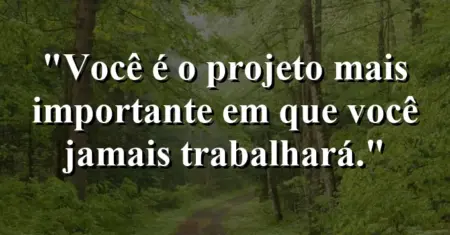Você é o projeto mais importante em que você jamais trabalhará.