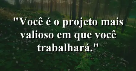 Você é o projeto mais valioso em que você trabalhará.
