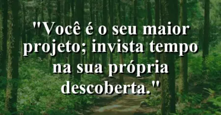 Você é o seu maior projeto; invista tempo na sua própria descoberta.