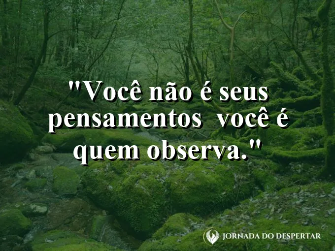 Frase sobre autoconhecimento e autoestima: Você não é seus pensamentos — você é quem observa.