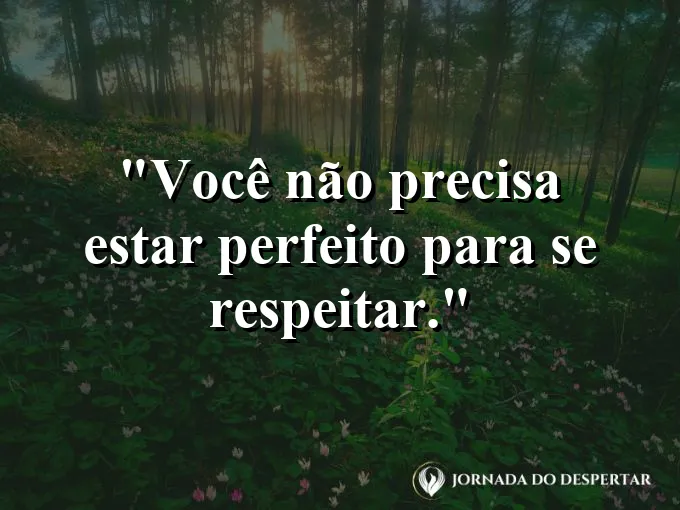 Frase sobre autoconhecimento e autoestima: Você não precisa estar perfeito para se respeitar.