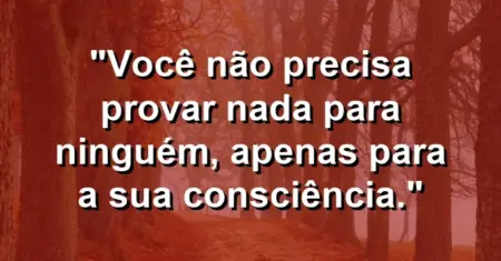 Você não precisa provar nada para ninguém, apenas para a sua consciência.
