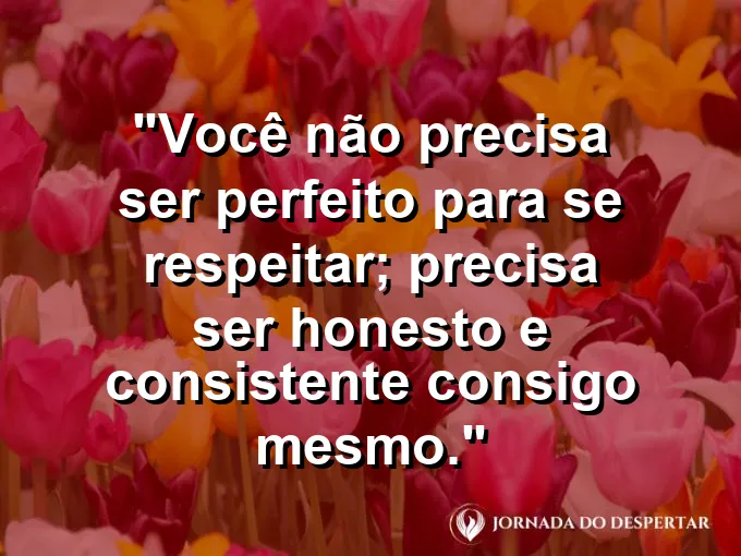 Frase sobre autoconhecimento e autoestima: Você não precisa ser perfeito para se respeitar; precisa ser honesto e consistente consigo mesmo.