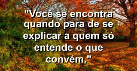 Você se encontra quando para de se explicar a quem só entende o que convém.
