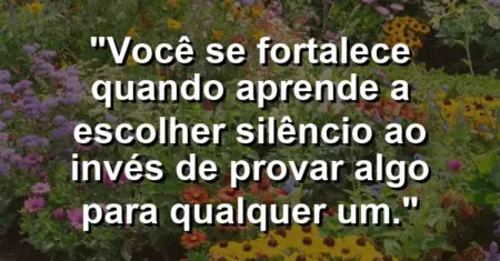Você se fortalece quando aprende a escolher silêncio ao invés de provar algo para qualquer um.