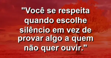 Você se respeita quando escolhe silêncio em vez de provar algo a quem não quer ouvir.