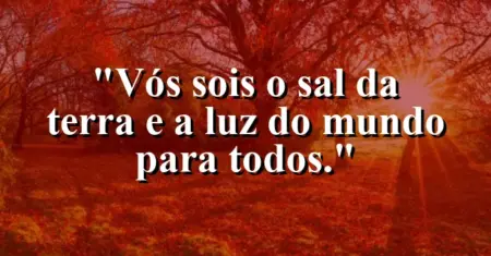 “Vós sois o sal da terra e a luz do mundo para todos.”